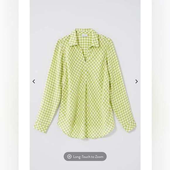 J.Jill 100% Linen Gingham Popover Shirt in Fresh Green | Size M | NWT - Picture 5 of 6